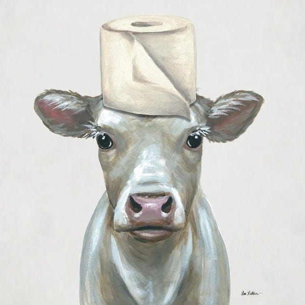 Hippie Hound Studios: Bathroom Cow With Toilet Paper by Hippie Hound Studios