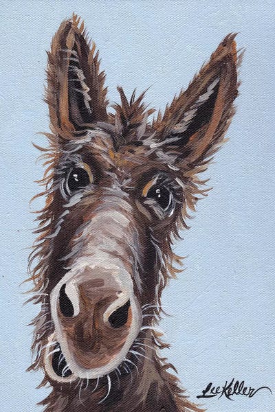 Rufus The Donkey On Blue Gray by Hippie Hound Studios gallery poster