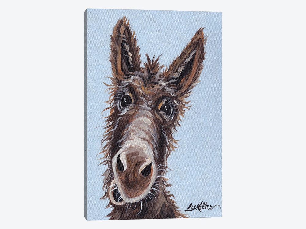 Rufus The Donkey On Blue Gray by Hippie Hound Studios 1-piece Canvas Art