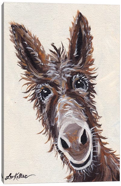 Rufus The Donkey On Cream Canvas Art Print - Hippie Hound Studios