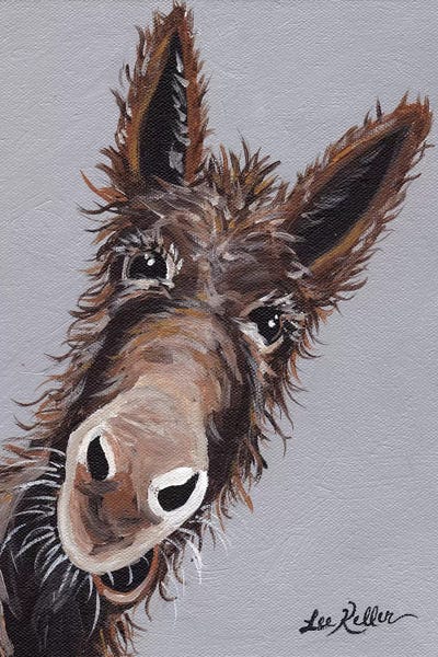 Rufus The Donkey On Gray by Hippie Hound Studios framed wall art