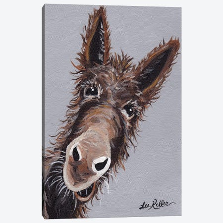 Rufus The Donkey On Gray Canvas Print #HHS68} by Hippie Hound Studios Canvas Artwork