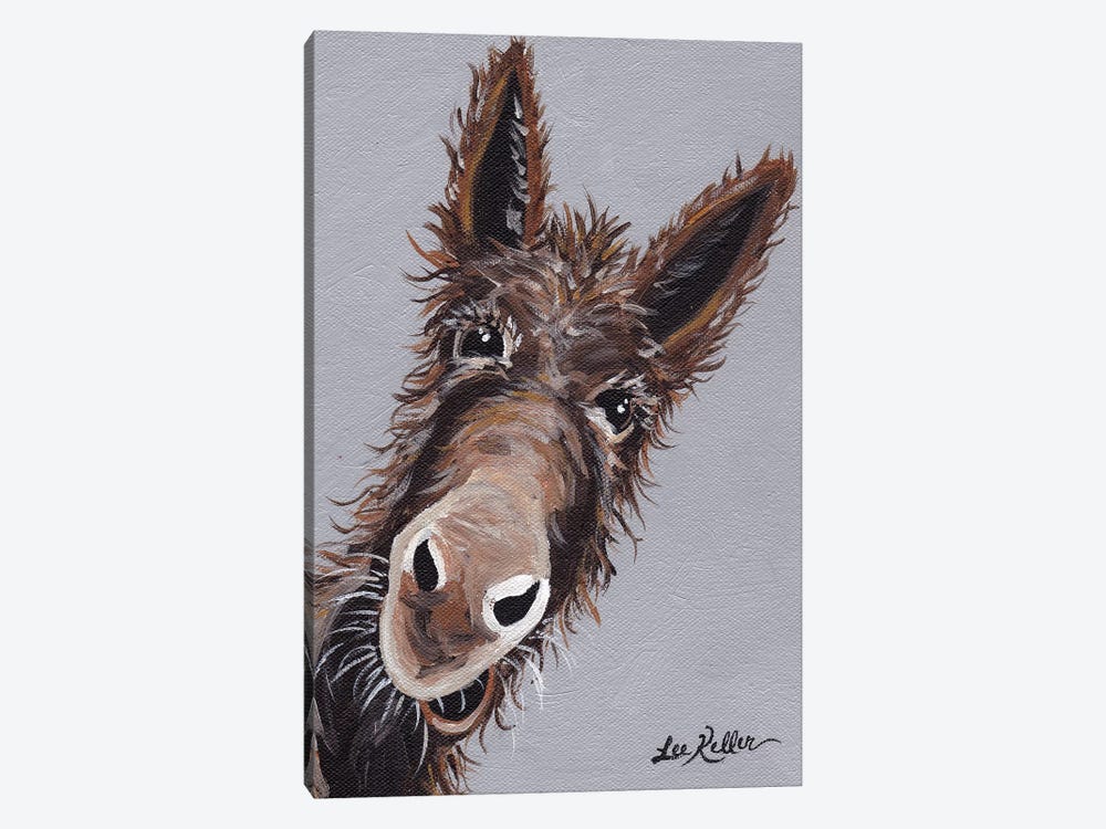 Rufus The Donkey On Gray by Hippie Hound Studios 1-piece Canvas Art