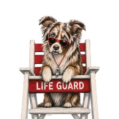 Canvas Art Prints: Aussie Beagle Beach - Coastal Dogs - Australian Shepherd by Hippie Hound Studios