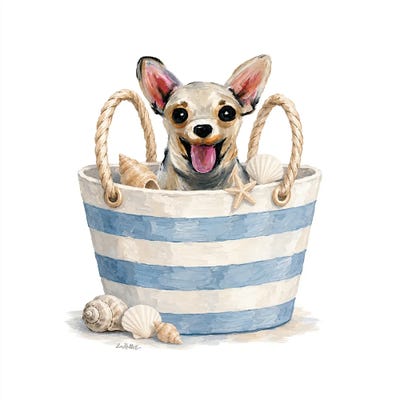 Canvas Art Prints: Chihuahua Beach - Coastal Dogs by Hippie Hound Studios