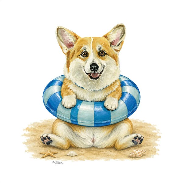 Hippie Hound Studios: Corgi Beach - Coastal Dogs by Hippie Hound Studios