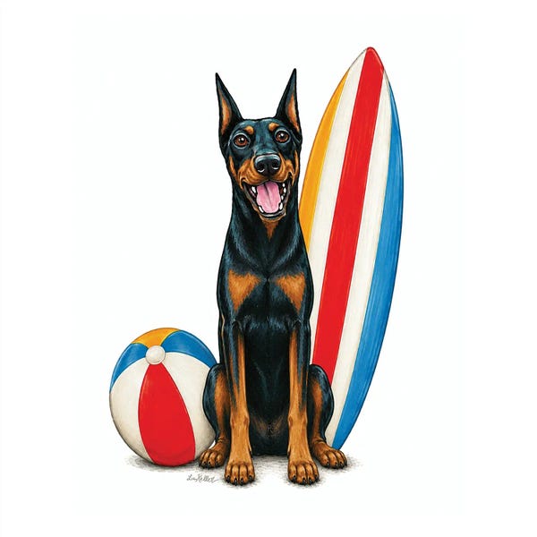 Hippie Hound Studios: Doberman Beach - Coastal Dogs by Hippie Hound Studios