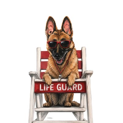 Canvas Art Prints: German Shepherd Beach - Coastal Dogs by Hippie Hound Studios
