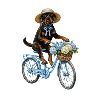 Canvas Art Prints: Rottweiler Beach - Coastal Dogs by Hippie Hound Studios