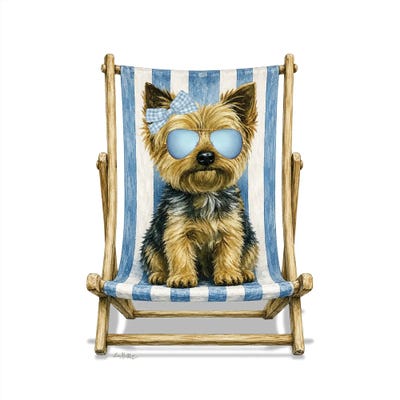 Canvas Art Prints: Yorkshire Terrier Beach - Coastal Dogs by Hippie Hound Studios