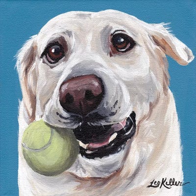 Yellow Lab With Ball by Hippie Hound Studios framed wall art
