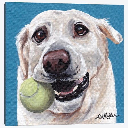Yellow Lab With Ball Canvas Print #HHS88} by Hippie Hound Studios Canvas Artwork