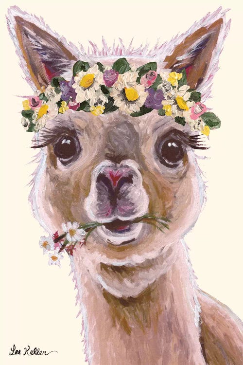 Alpaca With Flower Crown On Blush