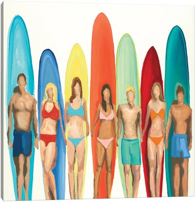 Surfers Canvas Art Print - Randy Hibberd