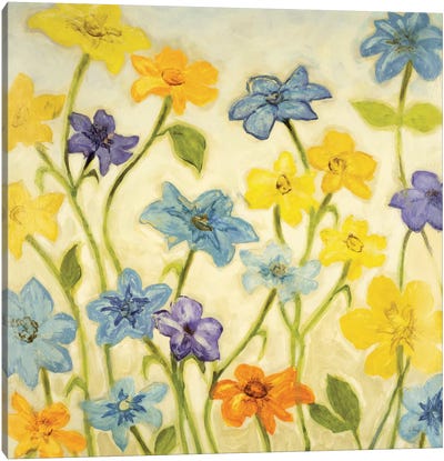 Bloom II Canvas Art Print - Blue & Yellow Art
