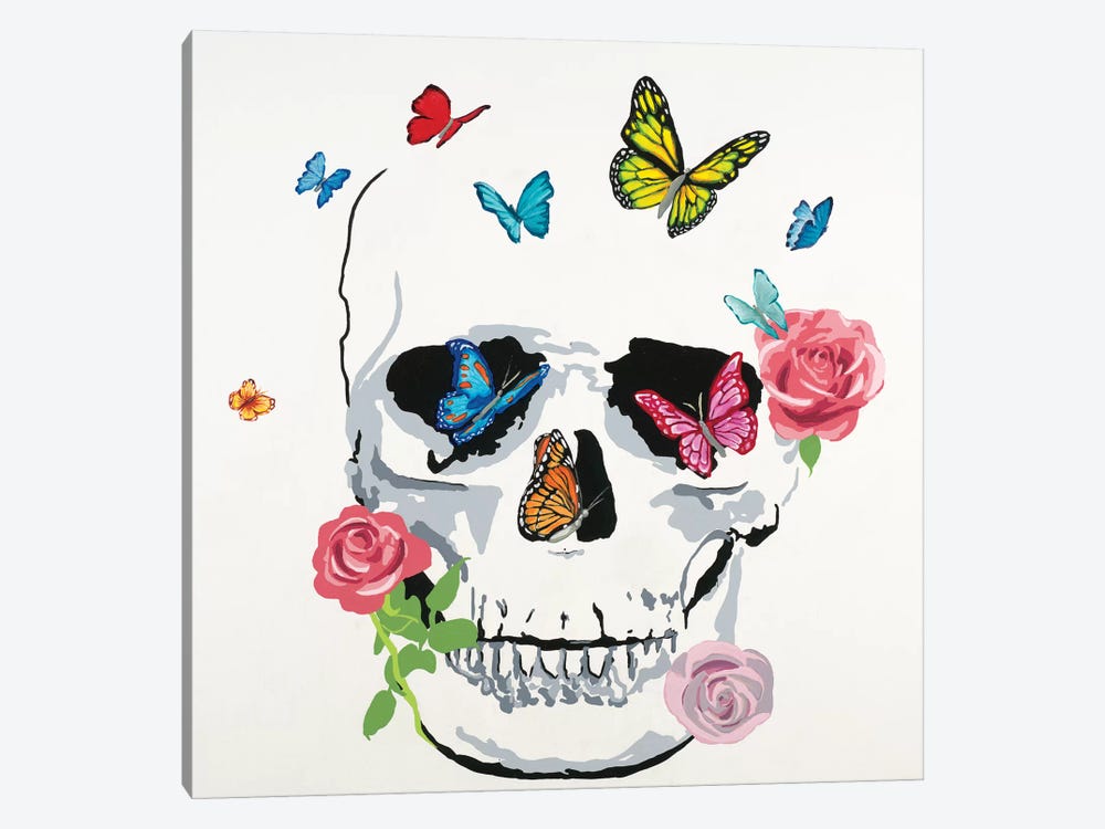 Butterfly Flower Skull by Randy Hibberd 1-piece Art Print