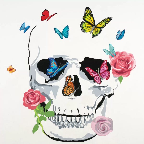 Jane Davies: Butterfly Flower Skull by Randy Hibberd