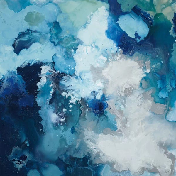 Large Modern Art - Canvas Prints: Blue Flo by Randy Hibberd