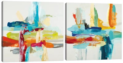 Synergy Diptych Canvas Art Print - Abstract Expressionism Art