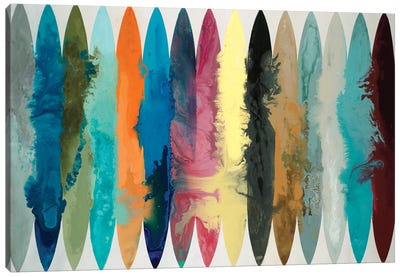 Waves Of Color Canvas Art Print - Mid-Century Modern Décor