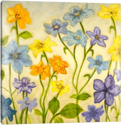 Bloom I Canvas Art Print - Blue & Yellow Art