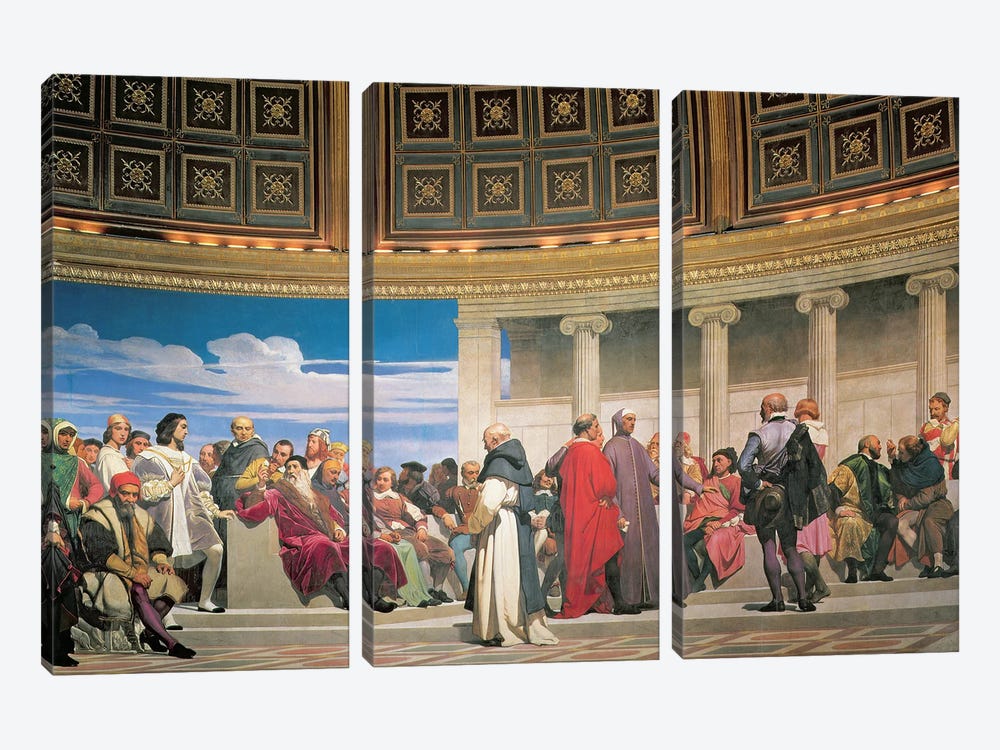 Hemicycle: Artists of All Ages, detail of the right hand side, 1836-41 (fresco) (see also 83553 and 83554) by Hippolyte Delaroche 3-piece Canvas Art Print