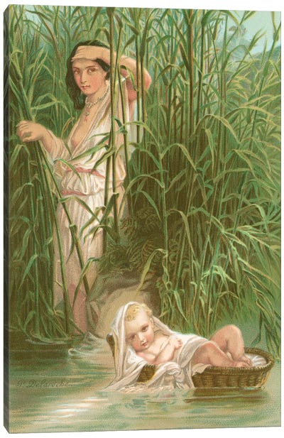 Miriam And Moses Canvas Art Print - Grass Art