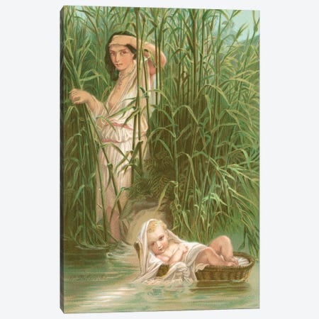 Miriam And Moses Canvas Print #HID3} by Hippolyte Delaroche Art Print