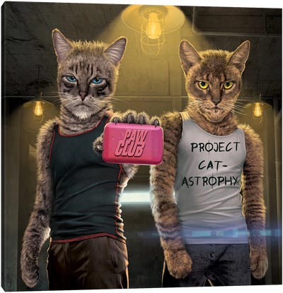 Paw Club Canvas Art Print - Catfight