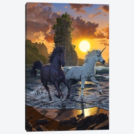 Unicorns In Sunset Canvas Print #HIE105} by Vincent Hie Art Print