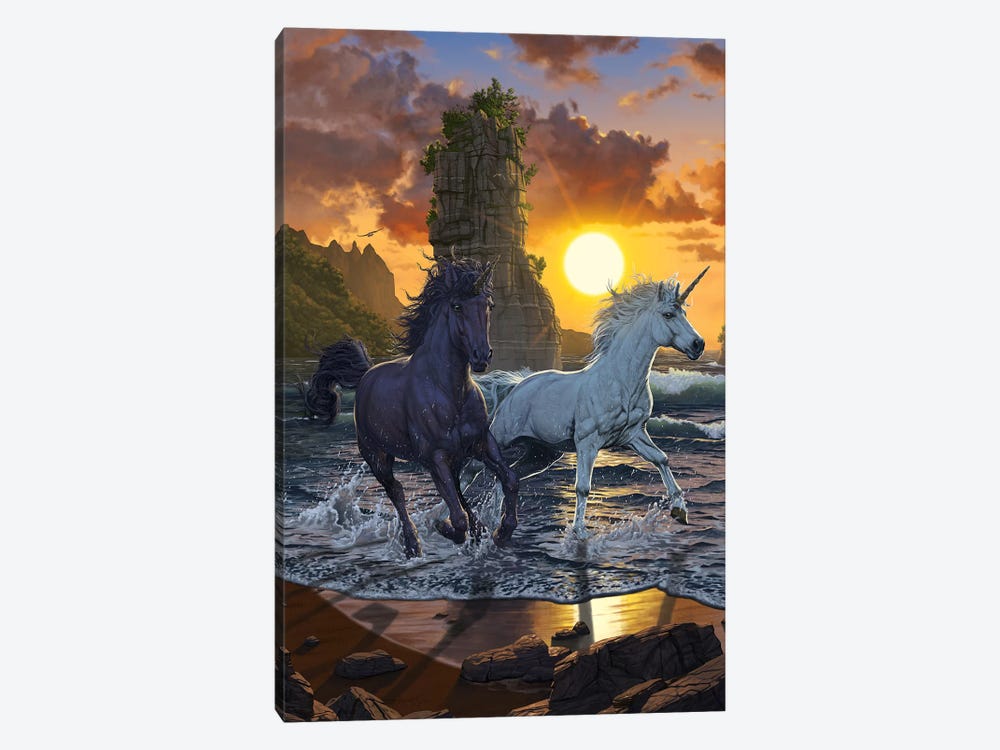 Unicorns In Sunset by Vincent Hie 1-piece Canvas Artwork