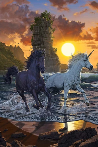 Unicorns: Unicorns In Sunset by Vincent Hie