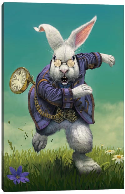 White Rabbit Canvas Art Print - Alice In Wonderland