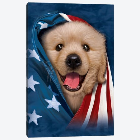 Patriotic Pup I Canvas Print #HIE119} by Vincent Hie Canvas Print