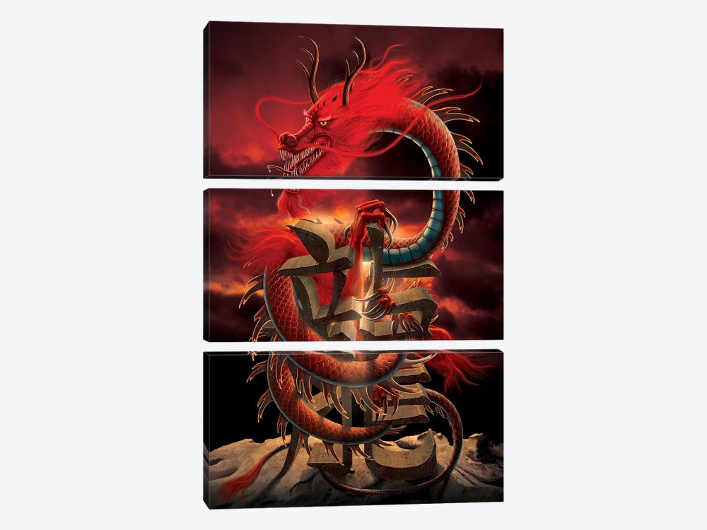Chinese Dragon by Vincent Hie 3-piece Canvas Print