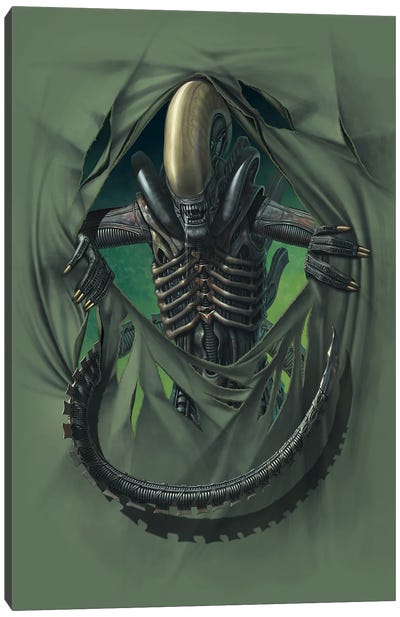 Alien Breakthrough Canvas Art Print - Science Fiction Movie Art