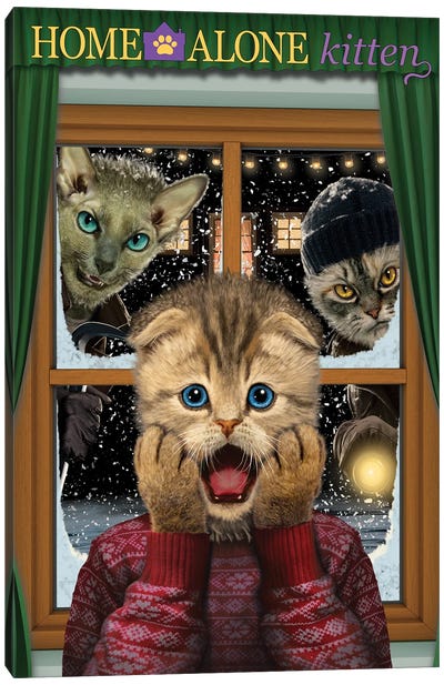 Home Alone Kitten Canvas Art Print - Vincent Hie