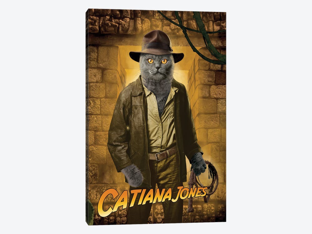 Indiana Jones Cat by Vincent Hie 1-piece Canvas Artwork