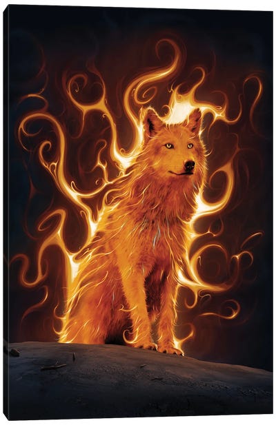 Phoenix Wolf Canvas Art Print - Wolf Art