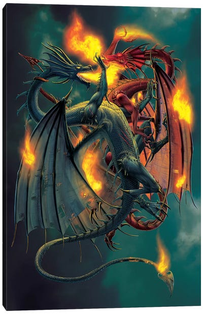 Clash Of The Titans Canvas Art Print - Dragon Art