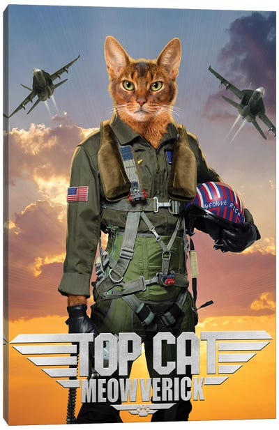 Top Cat Meowverick Canvas Art Print - Top Gun