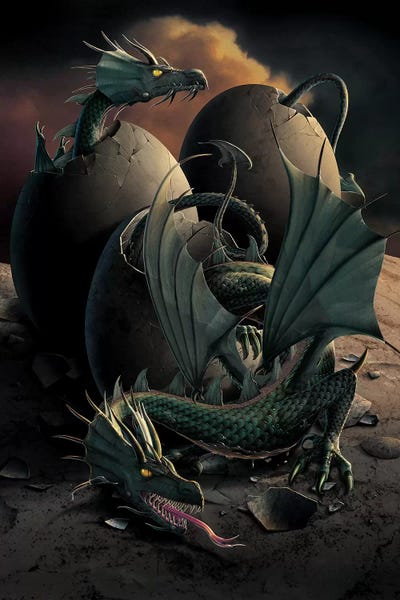 Dragon Offspring by Vincent Hie framed canvas print