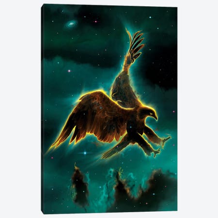 Eagle Galaxy Canvas Print #HIE22} by Vincent Hie Art Print