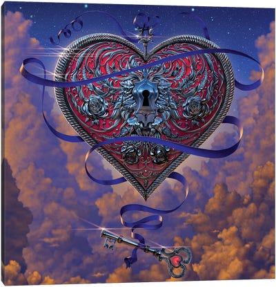 Heart And Key Canvas Art Print - Vincent Hie