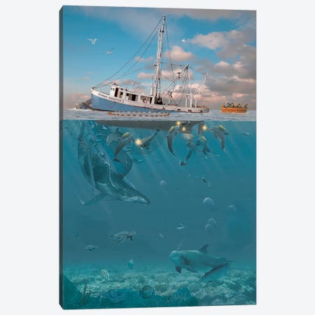 Rage Of The Dolphin Canvas Print #HIE38} by Vincent Hie Canvas Art