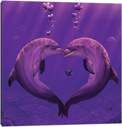 Sea Of Hearts Canvas Art Print - Dolphin Art