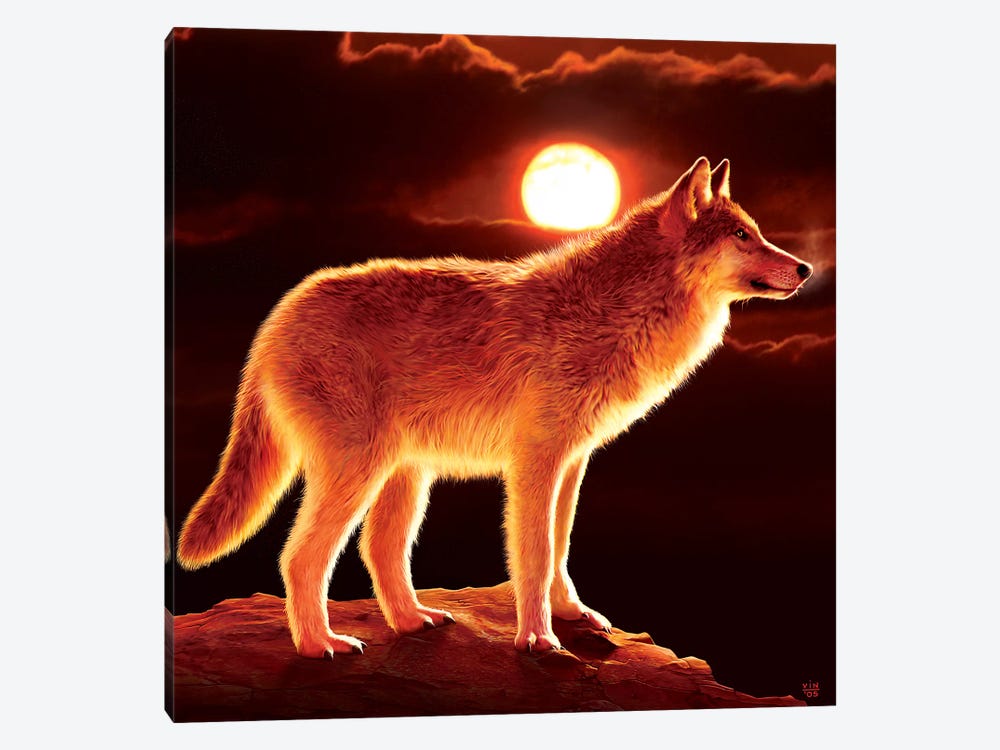 Sunset Wolf by Vincent Hie 1-piece Canvas Wall Art