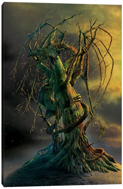 Tree Dragon Canvas Art Print - Vincent Hie