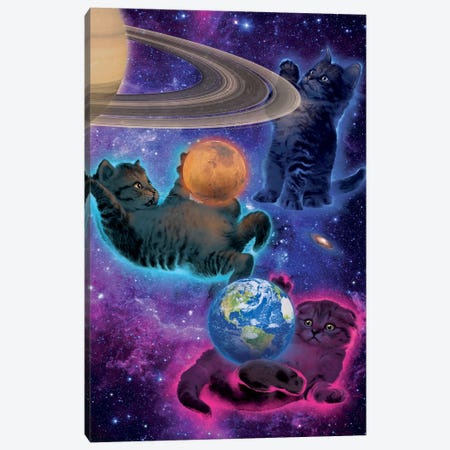 Cosmic Kittens Canvas Print #HIE73} by Vincent Hie Canvas Artwork
