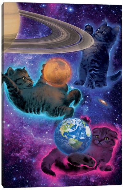 Cosmic Kittens Canvas Art Print - Kitten Art